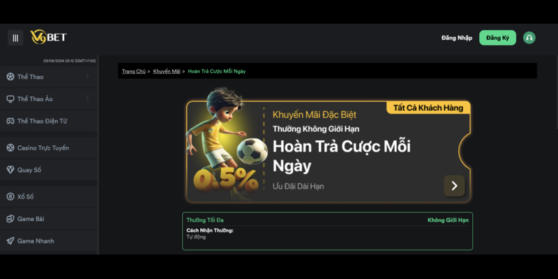 Khuyến mãi V9bet hoàn trả cược từng ngày